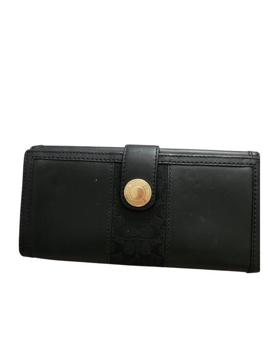 Coach Handbags - Coach Vintage Black Leather Continental Wallet with Gold-Tone Snap